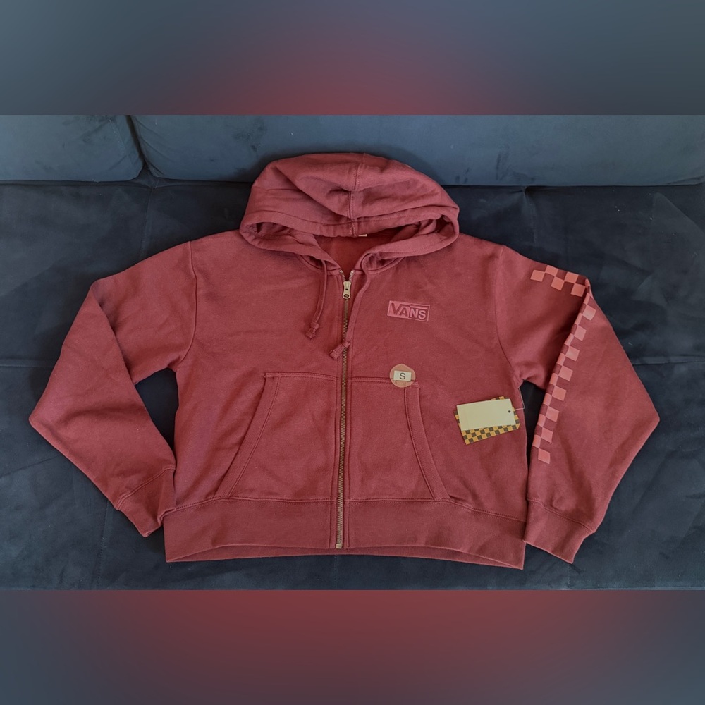 VANS HALF BLAST CROP FULL ZIP Women’s HOODIE Burgundy RED SIZE S NEW WITH TAGS